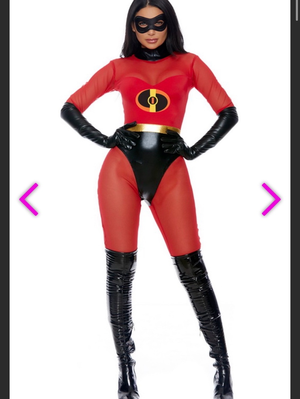 Forplay Red Superhero Costume with Black & Gold Accents